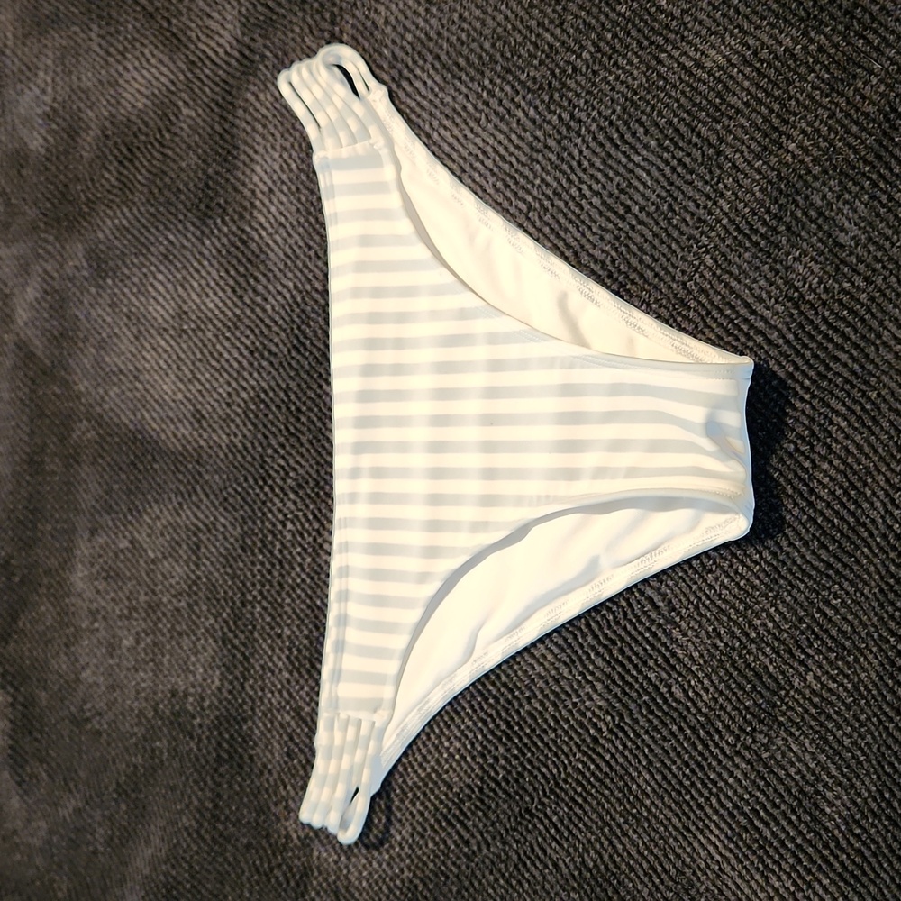 Striped White Bikini Bottom